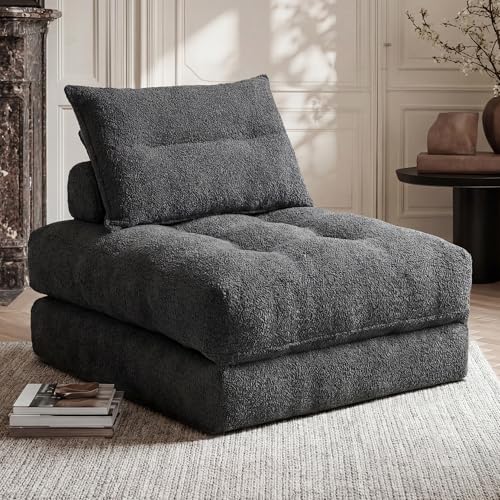 Image of MONVANE 3-in-1 Folding Sofa Bed, Convertible Sleeper Chair Bed, Grey