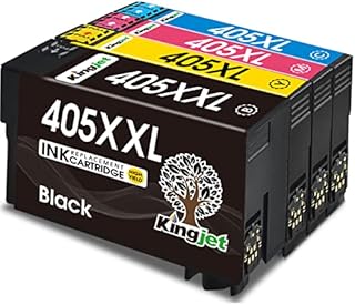 KINGJET 405XXL Ink Cartridges for Epson 405XXL Epson 405 Ink Multipack for Epson WorkForce WF-7830DTWF WF-7840DTWF WF-7835DTWF WF7830 WF7840 WF7835DTWF WF7835 (Black Cyan Magenta Yellow)