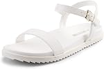 DREAM PAIRS Sandales plates pour femmes orteil ouvert une bande Arch soutien Coussioned confortable chaussures de marche d'été