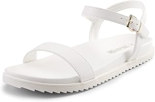 DREAM PAIRS Women's Open Toe Flat Sandals Cute One Band Comfort Arch Support Sandals