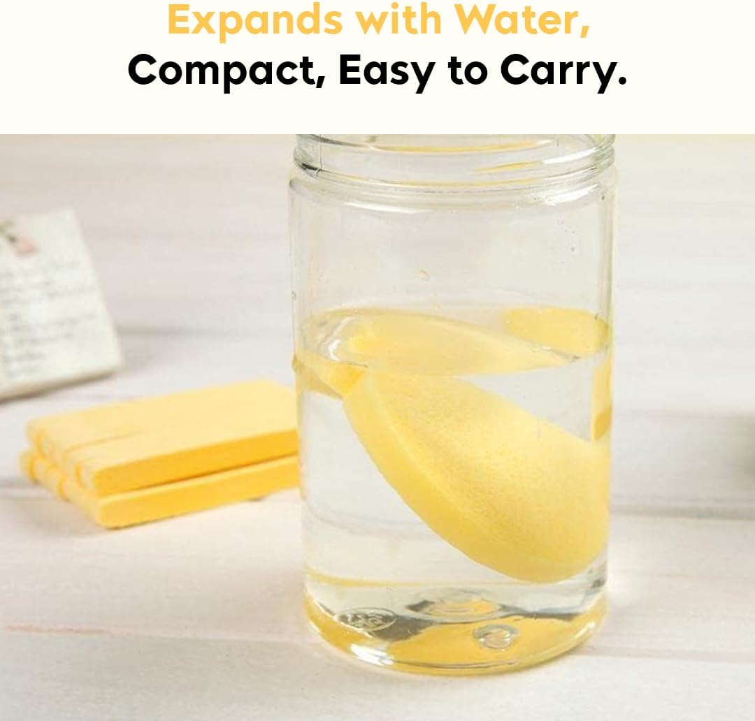 Gleva Powder Puff Soft Face Makeup Sponge, Loose powder Foundation Blending Sponges Set, Beauty Blender, Contouring, Wedge Triangle Shape Wet & Dry Tool Washable Reusable (Yellow-12 Pcs)