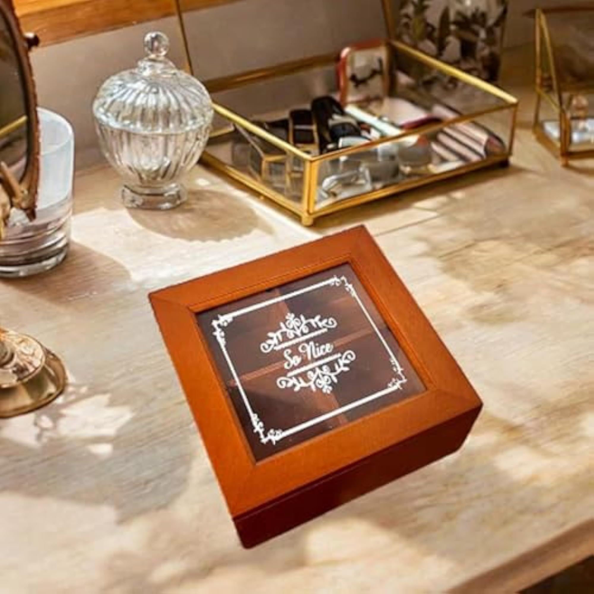 Jewelry Storage Box, Practical Dustproof Wooden Container