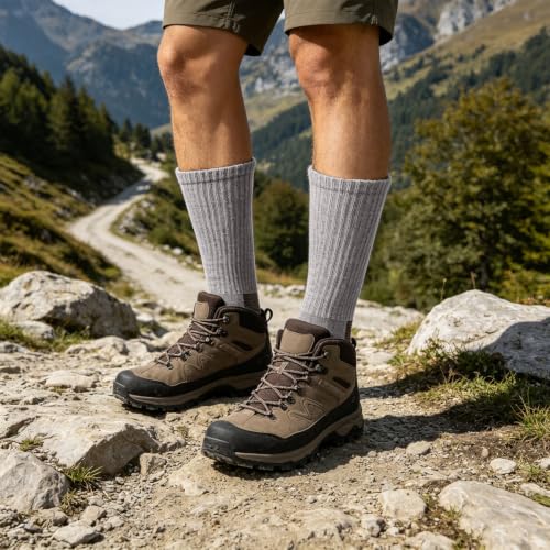 Image of WANDER Merino Wool Crew Socks 3 Pairs Lightweight Cushion Boot Sock