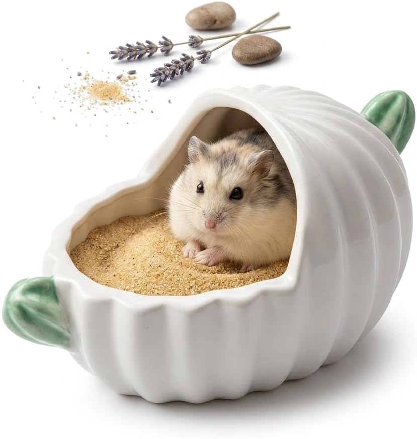 Milisten Chinchilla Dust Bath Ceramic Hamster Bathtub Hideout