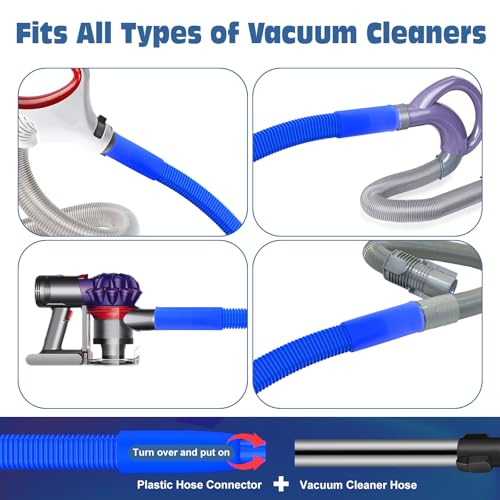 Image of PetOde 2 Pieces Dryer Vent Cleaner Kit - Upgraded Vacuum Hose Attachment Compatible with Most Vacuum Cleaner, Flexible Dryer Lint Brush, Quickly Lint Remove, Deep Blue