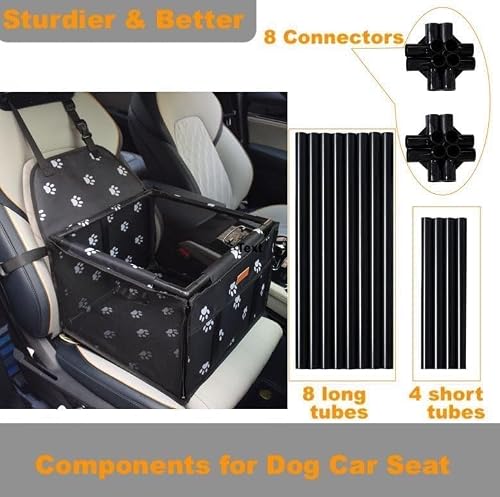 GOBUYER Waterproof Pet Dog Car Seat Booster Carrier Box and Basket with Seat Belt Harness Restraint for Puppy Cat Travel (Black, Standard 40x40cm) - Image 7