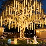 EAGWELL Meteor Shower Lights Outdoor Easter Lights UL Certified 20 Inch 20 Tubes 1080 LED Falling Rain Drop Lamp Snowfall Icicle Cascading String Lights for Xmas Holiday Tree Garden Decor, Warm White
