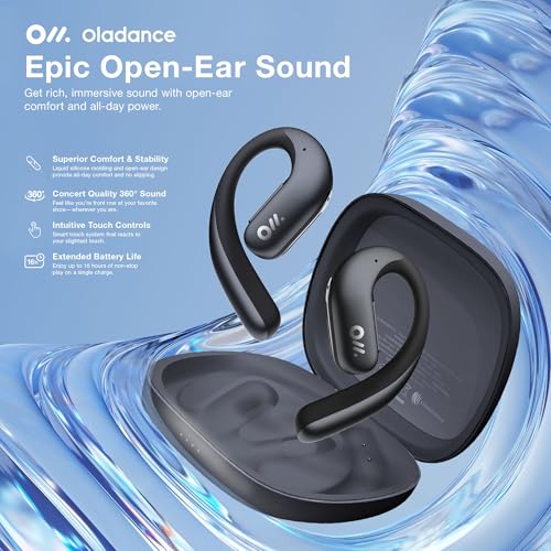 Image of Oladance OWS Pro Open-Ear True Wireless Headphones, Noise Cancellation, Stable Bluetooth 5.3 Connection, Amplifier Chip, Virtual Bass, 360 Superior Sound, 16H Playtime, Comfortable Fit (Black)