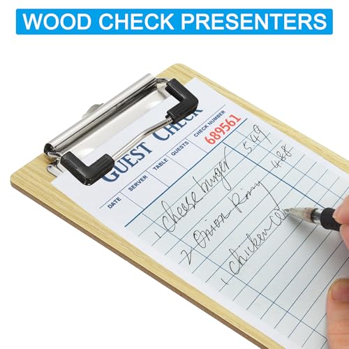 PATIKIL Holz Rechnungspräsentator Gästebuch Kellner Notizblock Für Cafés Restaurant 8\ x 4\ (Beige) 10Stk
