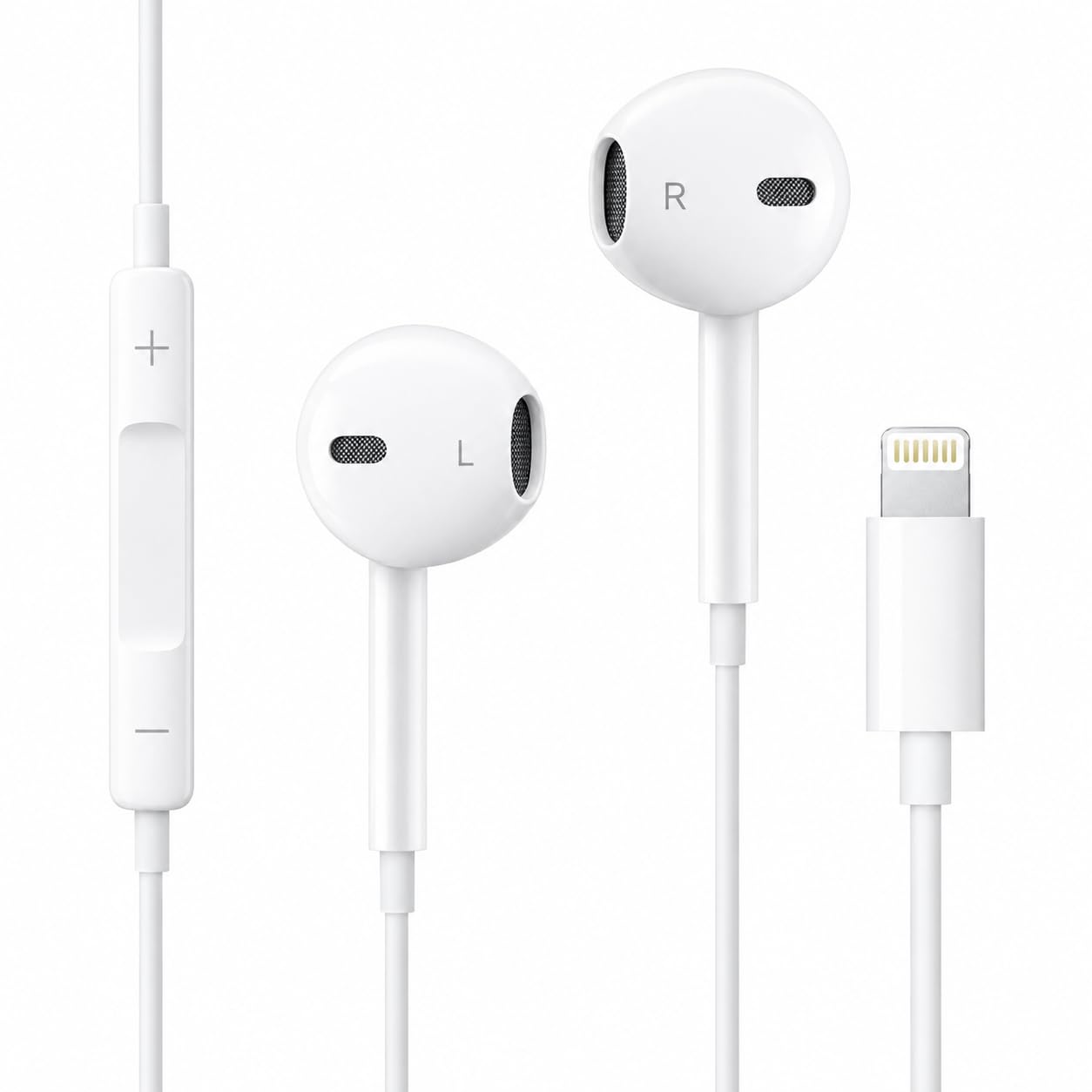Wired Earphones with Lightning Connector, in Ear Stereo Earphone with Mic & Volume Control for Mobile Devices, White-image-8