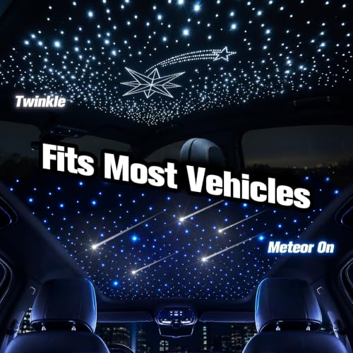 Image of CHINLY 2 in 1 Meteor Twinkle 1500pcs 13.1ft 0.03in Fiber Optic Lights Star Headliner Kit+ Shooting Stars Light kit, Music Mode APP Control Remote, RGBW Star Lights for Star Headliner