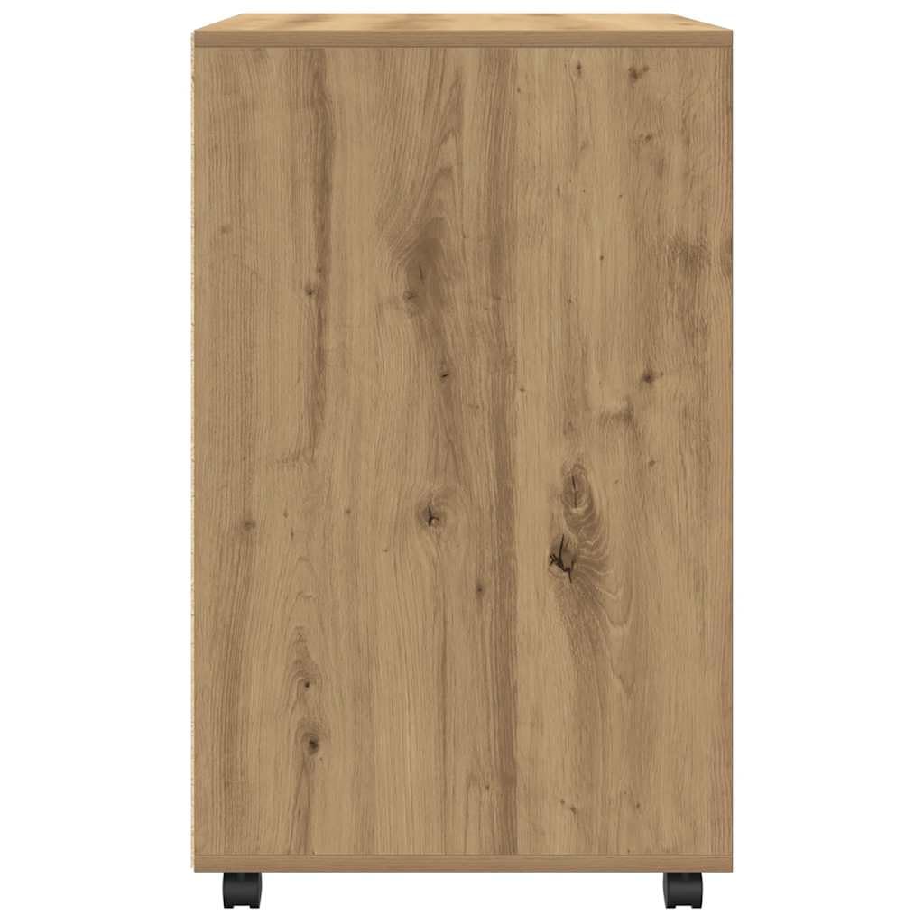 vidaXL Rollschrank, Büroschrank mit Stauraum, Aktenschrank für Wohnzimmer Büro, Bürocontainer Schrank Rollcontainer, Artisan-Eiche Holzwerkstoff