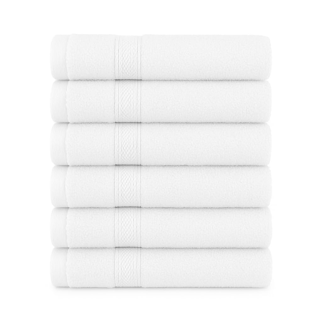 Diamond Tex Bathroom Towel Set of 6 (2 Bath Towels 2 Hand Towels 2 Face Cloths) Quick Dry Soft Absorbent Shower Towels with Hanging Loop 100% Cotton 6000GSM Towels