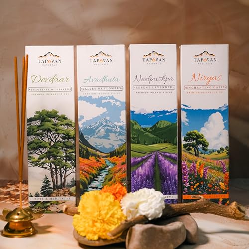 Image of Incense Sticks Pack of 4 (160 Sticks) Forest & Flora Collection Valley of Flowers Mixed Flowers Lavender Cedar Agarbatti for Meditation Puja Aromatherapy Long Lasting Natural Dhoop