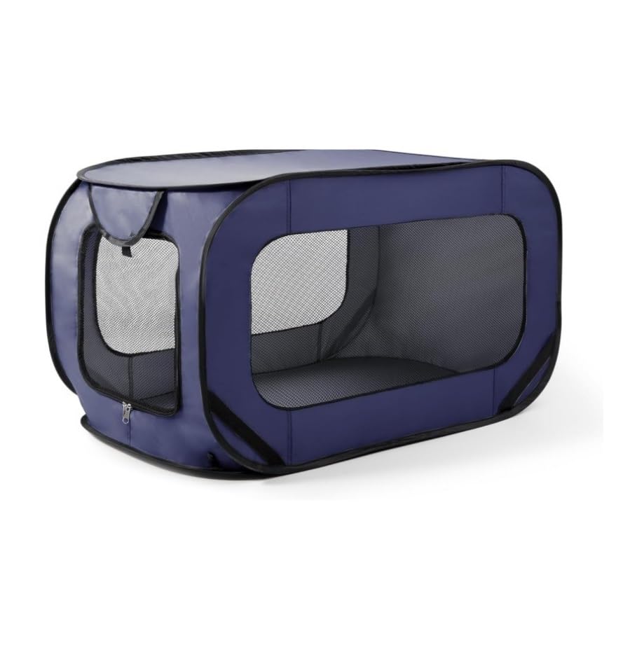 Portable Dog cage for Traveling, Large Folding Fence for car, Free-Range cage for Small Pets(Dark Blue)