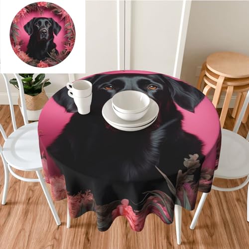 Nappe ronde noire imperméable et infroissable pour la table