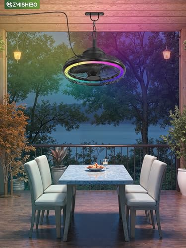 ZMISHIBO Outdoor RGB Ceiling Fans with Light,Waterproof Plug in Ceiling Fan with Remote&APP Control,Gazebo Fans Outdoor Hanging with 3CCT 6-Speeds for Patios Porch(Black) - Image 8