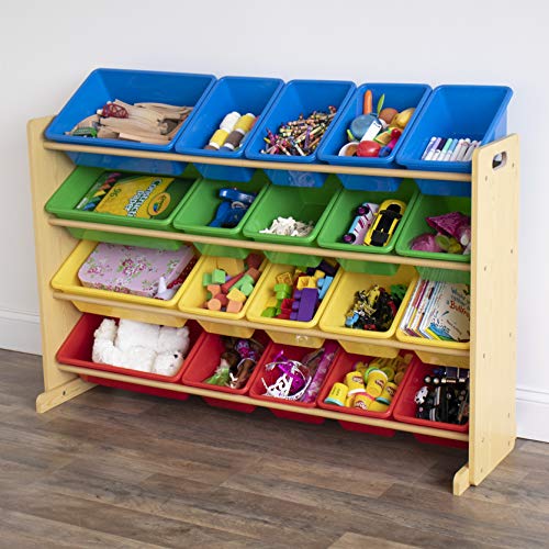 Humble Crew Toy Storage Organizer with 20 Removable Storage Bins for Kids Playroom, 4-Tier Toddler Toy Organization, Natural/Primary by Humble Crew - Image 2