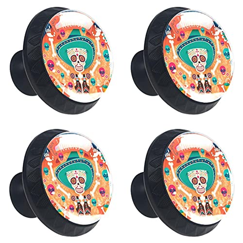 Boutons de tiroir tête de mort en verre rétro (lot de 4) - 2