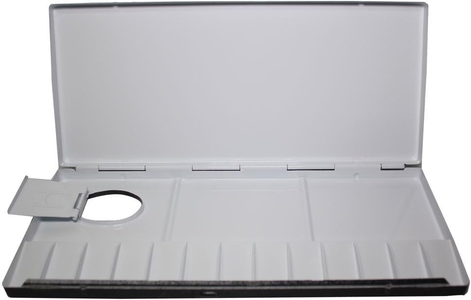 Aluminum Art Palette, 13 Wells, 9.8 x 4.3 inches, Black/White, No 413 - 1 Pcs