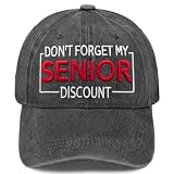Funny Adjustable 3D Embroidered Baseball Cap, Don't Forget My Senior Discount Hat for Dad Grandpa Elders Father's Grandparents