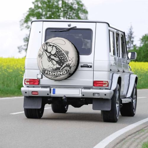 Image of Fishing Spare Tire Cover Bass Fish Rainbow Trout Hunting Catch Animal Art Sea Marine Polyester Universal Wheel Tire Cover for Trailer Camping Weatherproof for Rv SUV Truck Camper Travel 15 inch