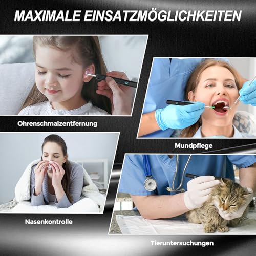 SENLINLIN Ohrenschmalz Entferner Otoskop, 1080P HD WiFi Ohrenreiniger mit 3.5mm Kamera und 6 LEDs, 360° Weitwinkel Ohrkamera für Erwachsene und Kinder, iOS & Android, mit rutschfester Aufbewahrungsbox