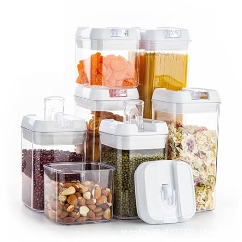 Kit 7 Pote Hermético Acrílico Quadrado Porta Condimentos e Mantimentos Empilhavel