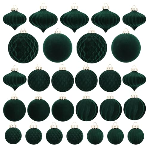 Christmas Tree Ornaments Green Velvet - Pack of...