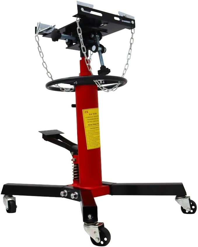 1300lbs Transmission Jack 2 Stage Hydraulic Telescoping Jack Adjustable Height with Pedal 360°Swivel Wheels