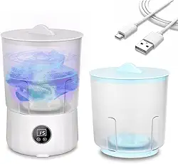 Máquina de lavar roupa íntima, meias portáteis sem fio, lavadora compacta, recarregável, balde duplo, mini máquina, banheiras isoladas de 2L, tecnologia biônica de lavagem à mão, para viagem