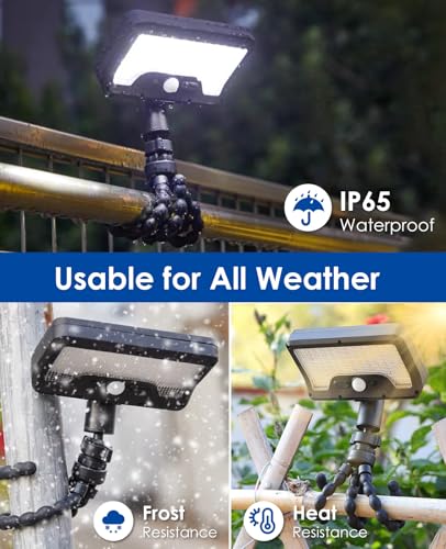 3 in 1 Clip on Solar Lights Outdoor with Motion Sensor, 2 Pack 360°Rotatable Solar Fence Light with Waterproof IP65, 92 LEDs, 600LM, 6000K Security Light for Outside Fence Garage Gutter Camping — view 5