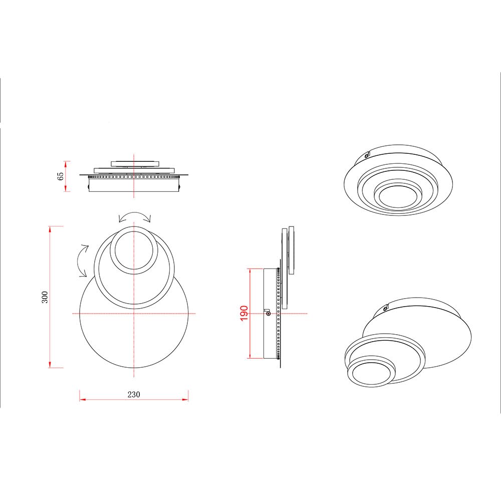 Wandleuchte Wandlampe Flurleuchte schwarz matt Holzoptik LED L 30 cm
