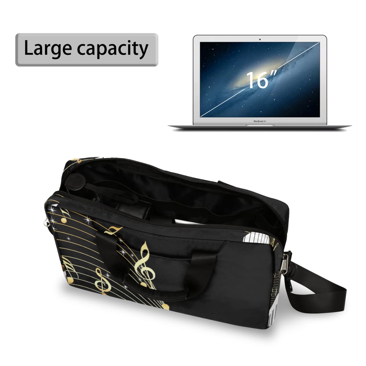 Custodia per laptop per tastiera per pianoforte per tastiera da 13 a 16 pollici con note musicali per pianoforte borsa a tracolla per laptop valigetta borsa per il trasporto