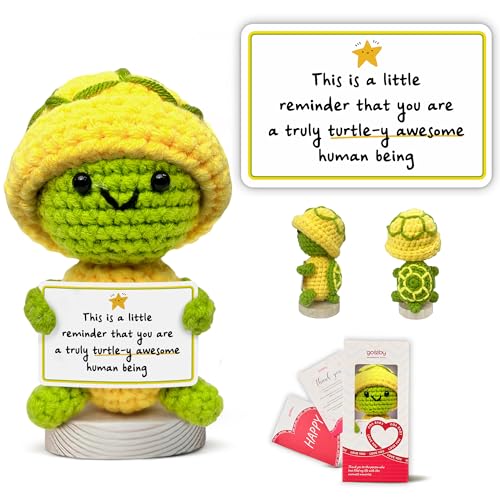Gossby - Gossby Handmade Positive Turtle Crochet - Inspirational Gift for Women - You're Truly Turtle-Y Awesome - Christmas, Birthday, Appreciation Thank You Gift for Coworker, Employee, Friend - -17%