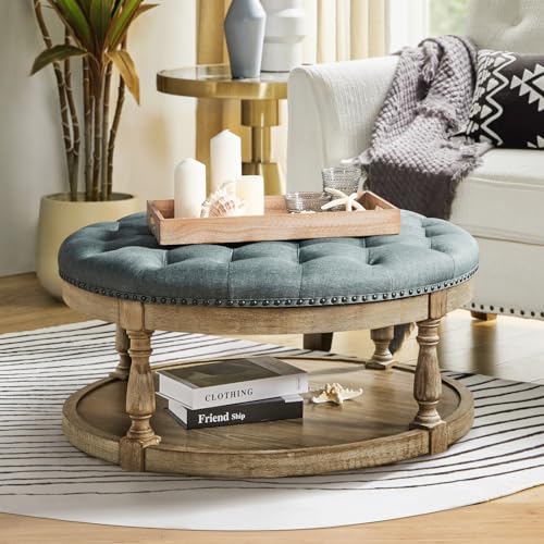 HULALA HOME Round Ottoman Coffee Table with Storage