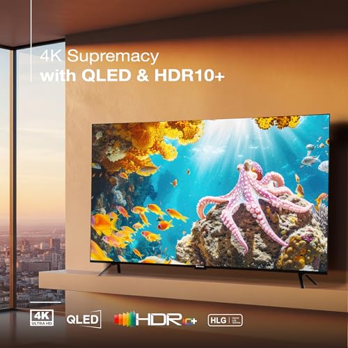 Image of SANSUI 190cm (75) 4K QLED Google TV with Dolby Vision, HDR10+, 30W Dolby Atmos Sound with Tweeters, HSR 120Hz, MEMC, Far-Field Voice Interaction, Satellite Tuner JSW75UG23QF (Black)