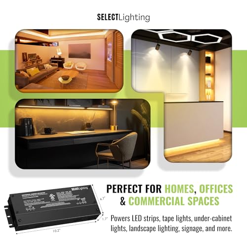Image of SELECT Lighting 192W 24V Dimmable LED Driver, 4-in-1 ELV /MLV /TRIAC /0-10V, UL Listed Class 2 Power Supply, IP65 Waterproof Transformer for LED Strip Lights & Tape Lights
