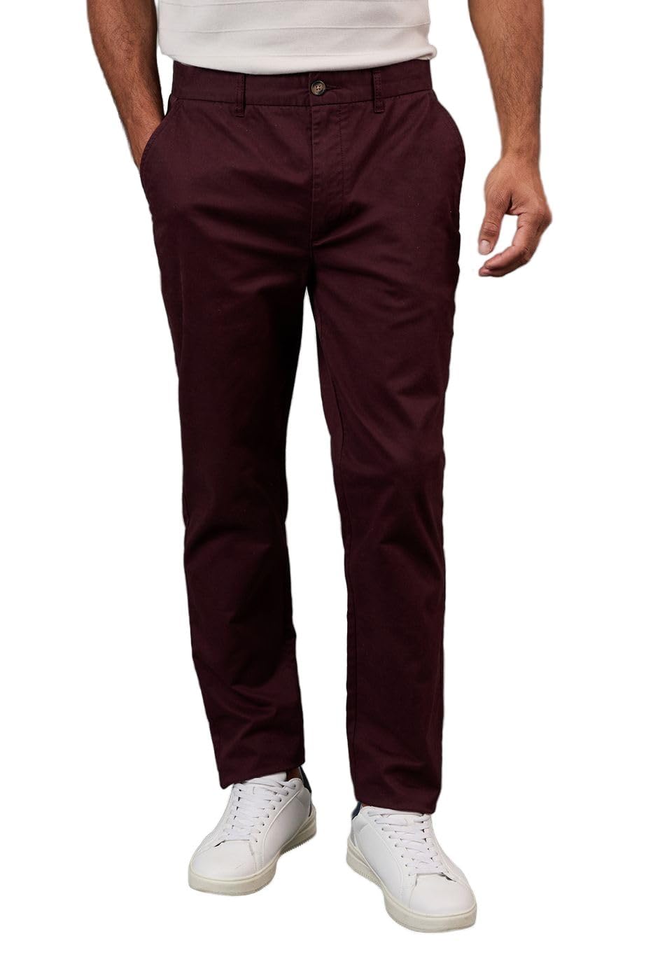 Burton Men's Burgundy Slim Fit Chino Trousers, 36S,