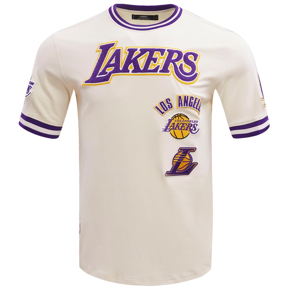 Pro Standard Męska koszulka NBA Los Angeles Lakers Retro Classics S/S, Skorupka jajka/fioletowy, XL