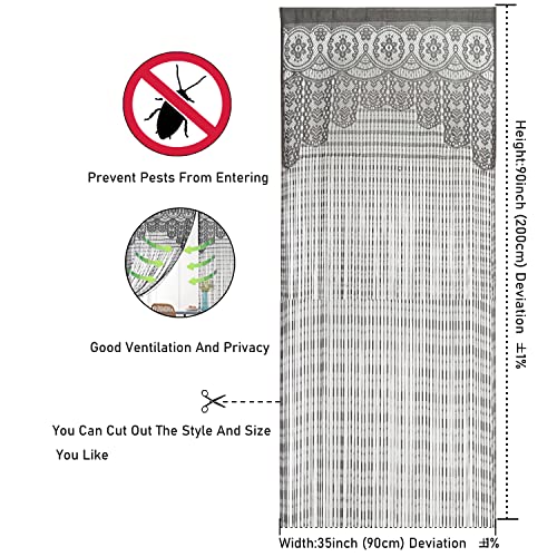 Qiboyuye Lace Door Curtain Room Divider Doorway String Curtains Window Panel Room Divider Wall Decorations Closet Curtains For Bedroom Closet Door Drapes Grey W35×L79(90X200Cm) #TOP2