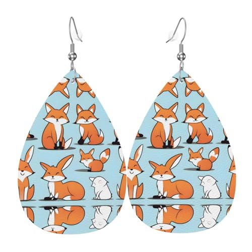 Pendientes De Piel Patrón De Zorro En Diferentes Poses Pendientes De Cuero En Forma De Lágrima Decoración De Ropa Para Adecuados Para Fiestas Vida Cotidiana
