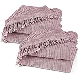Pure Label 2er Set Musselin Decken 130x170 cm - Oeko-Tex zertifizierte Kuscheldecken aus Baumwolle | Musselin Kuscheldecken für Couch und Sofa in | Doppelpack 130 x 170 cm, Farbe der Decke Mauve