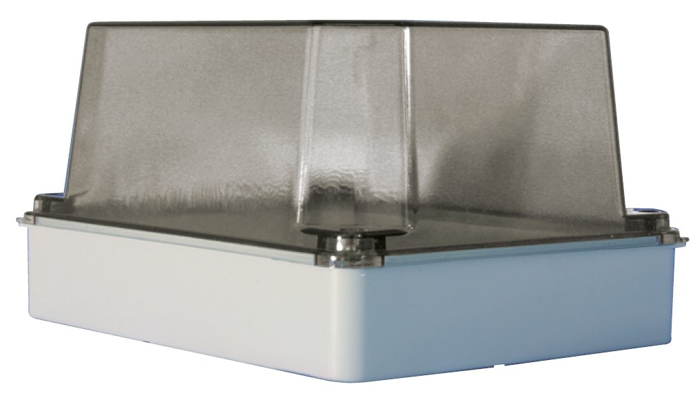 Intratec Caja de instalación IP65-240x190x155mm, ABS resistente a UV, gris, tapa transparente alta, estanca para montaje interior y exterior
