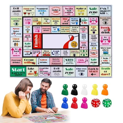 Drinking Board Games, Interactive Night Tipsy Activity, 14.96x11.02 Inches Fun Game for Adults, Girls Night Drinking Challenge, Bachelorette Entertainment, Aged 21+