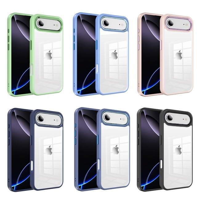 Coque iPhone 17 Pro Max bleue rigide transparente en silicone protection - 4
