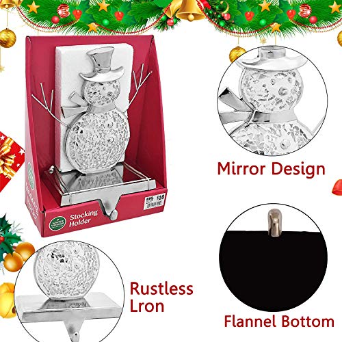 NaTursou Christmas Concepts Gold Reindeer Stocking Hanger Fireplace Stocking Hanger Metal Gift，Holiday Christmas Decorations，Christmas Fireplace Holder Decor (Snowman & Elk) - Thumbnail 2