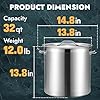 CURTA 20 Quart Large Stock Pot with Lid, NSF Listed, 3-Ply 18/8 Stainless Steel Cooking Pot, Commercial Cookware for Soup, Stew & Sauce, Riveted Silicone Handle