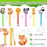 Winrayk Safari Party Favors, 24Pcs Jungle Animals Mini Bubble Wands for Kids Bubbles Bulk with Detachable Topper (6 Styles & Colors), Birthday Goodie Bag Stuffer Classroom Prizes Wild One Party Favors
