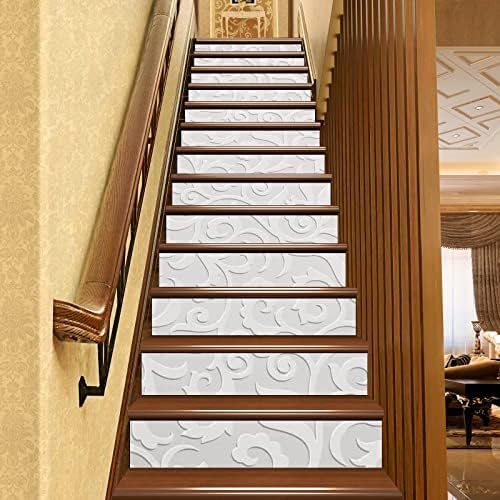 Niaodidili Grey Grey Self Adhesive Stair Stickers, Peel and Stick Vinyl Stair Risers Staircase Murals Decals Sticker Decor for Steps,7.1x39.4in x13pcs